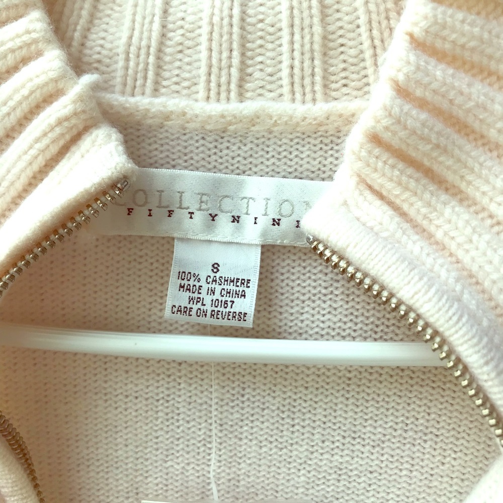 New Cream Zip Up Cashmere Sweater!